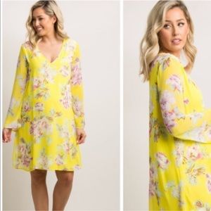 {PinkBlush} Flowy & Flowery Shift Dress | yellow floral sz L